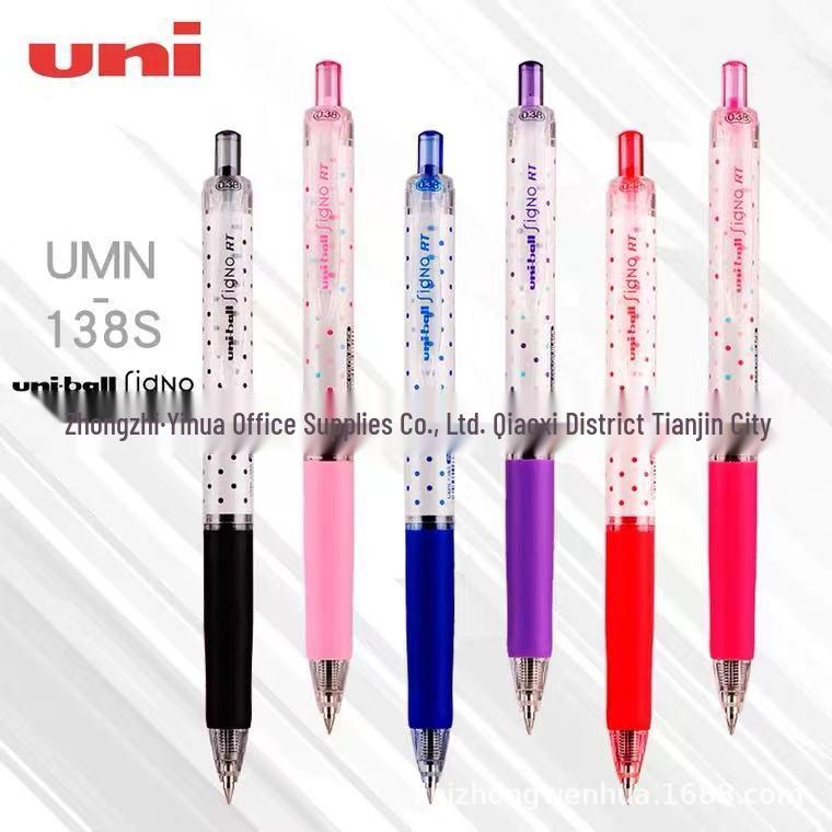UNI Mitsubishi Polka Dot RT Gel Pen, 0.38mm Bullet Tip, Clickable Red Polka Dot - Red Refill