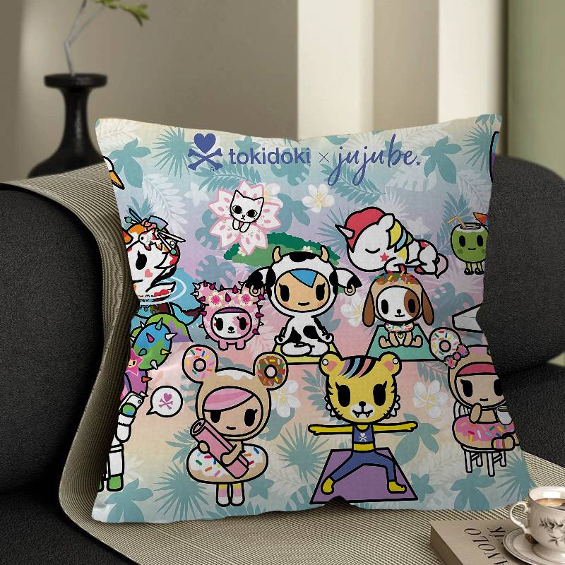 Cartoon T-Tokidoki Pillow Covers Cartoon Sofa Decorative Home Double-Sided Printing Short Plush Cute Cushion Cover