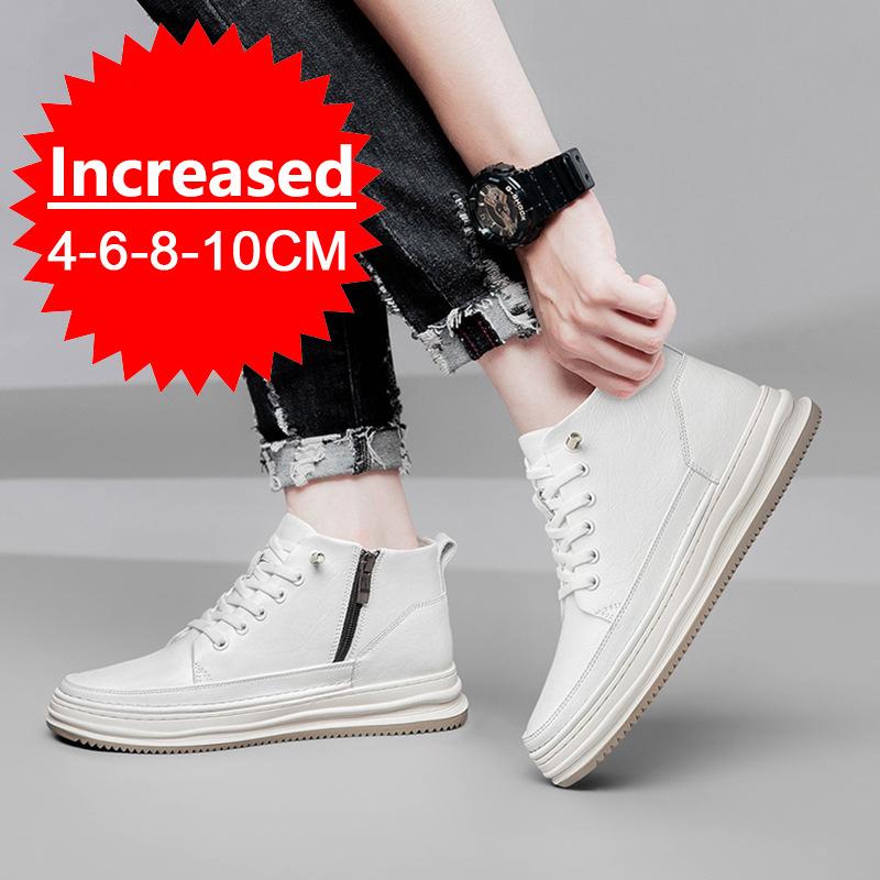 Nové Pánské Zvyšující Výšku Boty Tenisky Boty pro Pánské 10cm Sportovní Ležérní Neviditelné Vnitřní Zvýšení Výšky 8cm Bílé Mokasíny