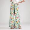Wide Leg High Waist Floral Print Pants for Women with Drawstring Waistband and Relaxed Fit Lightweight Material for Casual Wear
