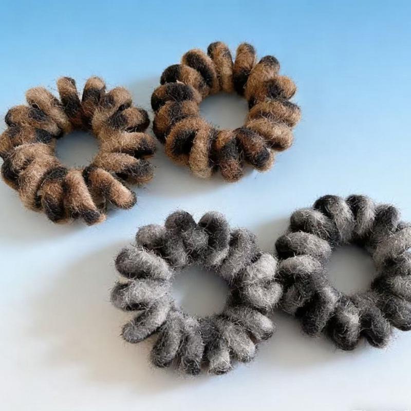 Korean Leopard Print Plush Elastic Hair Ties - Autumn/Winter Collection