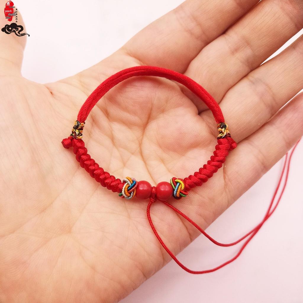Unisex Baby Colorful Red Rope Anklet Bracelet with Gold, Silver & Jade Charms
