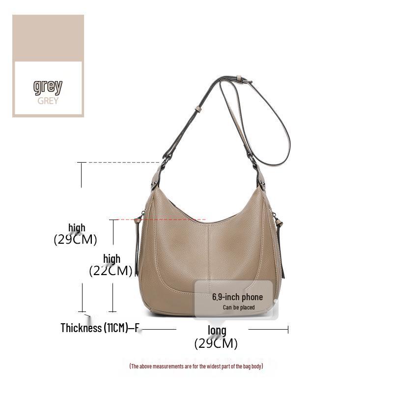 Casual Cowhide Leather Shoulder Bag for Women, 2026 Style - Versatile Crossbody and Underarm Bag, Simple and Fashionable.
