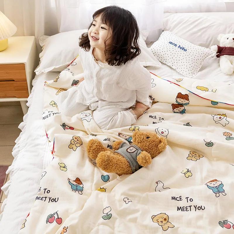 New Waffle Yarn Cotton Children's Summer Quilt Double Layer Yarn Airable Cover