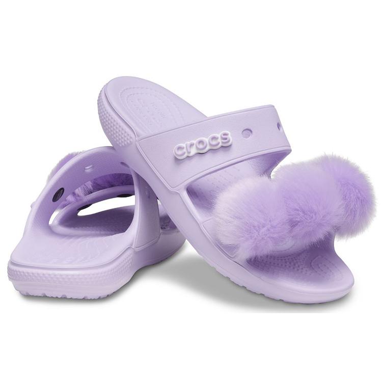 Crocs Classic Fur Sure Slip On Sandals 'Lilac' Women's 207405-530