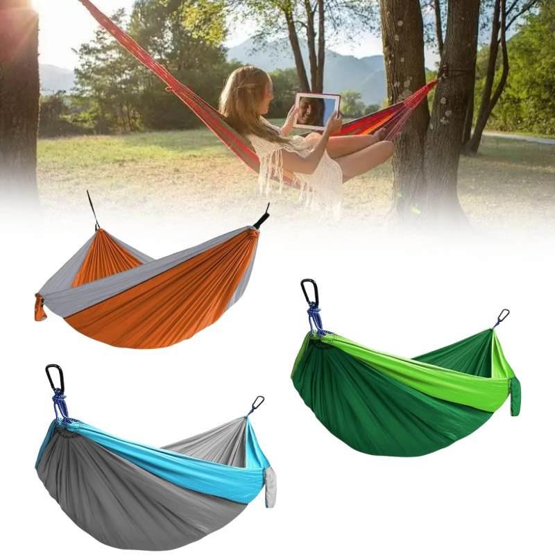 Double Nylon Hammock With Parachute Fabric For Outdoor Camping And Portable Use