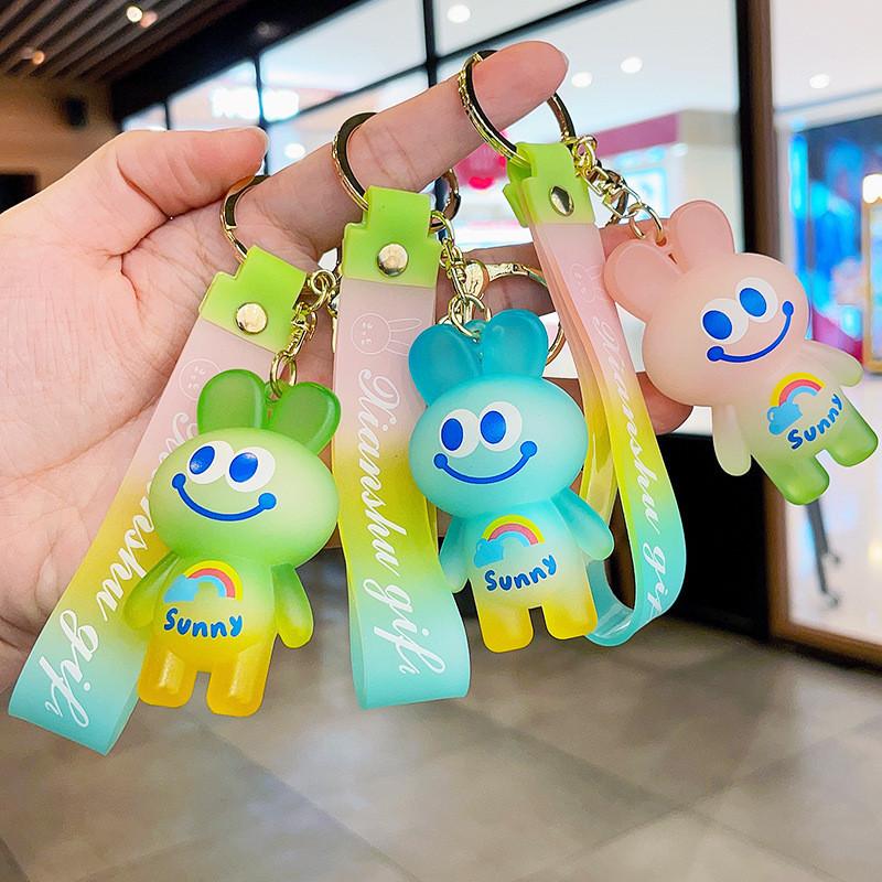 Bunny Adorable Cartoon Keychain Colorful Resin Rabbit Bag Charm Key Accessory