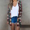 Women's Fashion Casual Christmas Printed Mid-Length Cardigan Long Sleeve Jacket