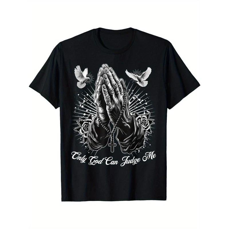 Only God Can Judge Me Prayer Hands Chicano Tattoo Doves T-Shirt XL
