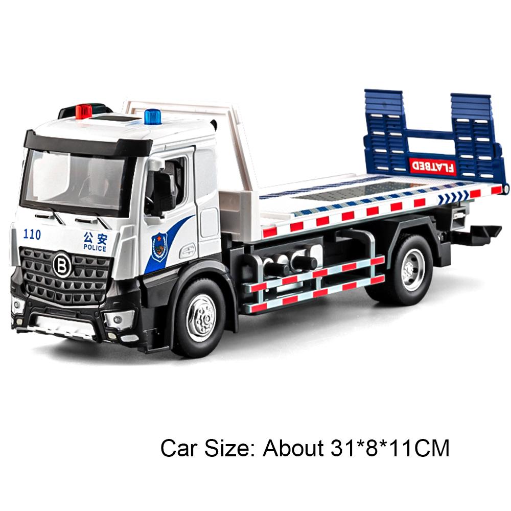 1:24 Electric Trailer Flatbed Car Mixer Truck Model Toy Sound Light Doors Opened Engineering Vehicles Holiday Gifts for Boys