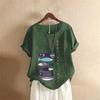 T-shirt Estiva Oversize in Cotone e Lino a Maniche Corte, Abbigliamento Donna Oversize Stampato in Cotone e Lino