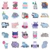 50 Cute Waterproof Hippo Cartoon Animal Stickers for Stationery and Notebooks