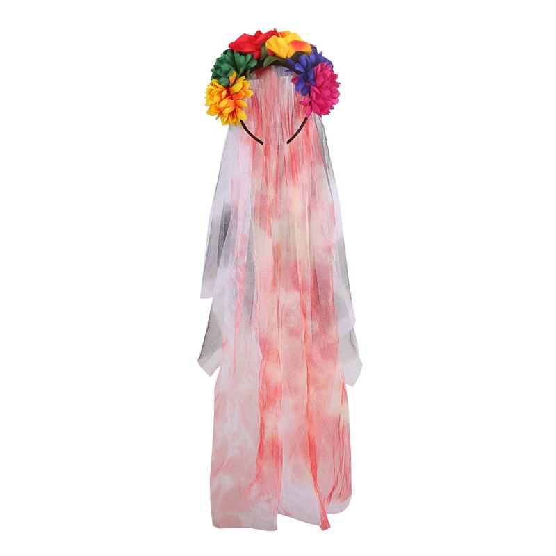 European & American Christmas Rose Flower Mesh Headband for Prom & Party