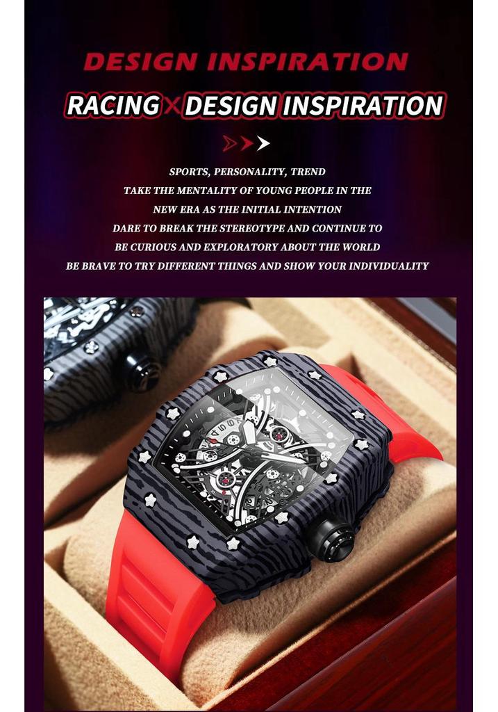 Binbang Men's Silicone Barrel Luminous Fashion Sports Watch