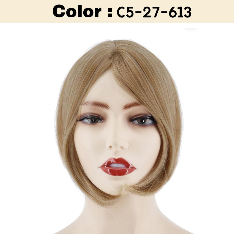 Synthetic Short Straight Bob Wig With Air Bangs And Mid cut bangs Clip In Wig Suitable For Women Daily Wear