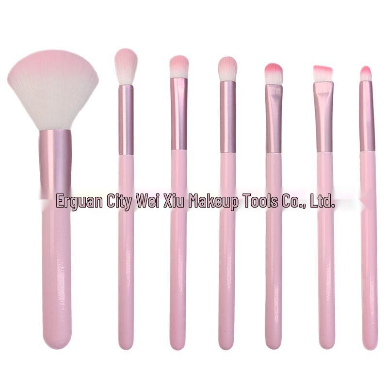 Cai Sen Xiu 7-10 Piece Pink & White Beginners Travel Makeup Brush Set