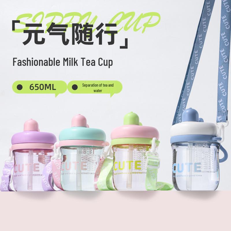 Customizable Summer Flower Tea Straw Cup - Portable, High-Value Plastic Gift for Students & Couples