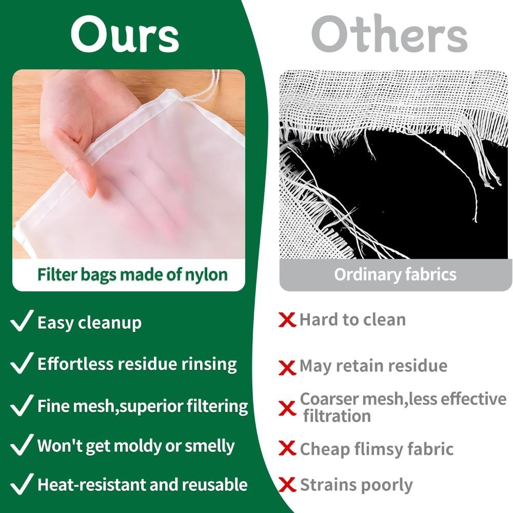 Reusable Nut Milk Bag Home Nylon Soy Milk Mesh Filter Bag Kitchen Fine Mesh Strainer Bags with Drawstring Kitchen Accessories