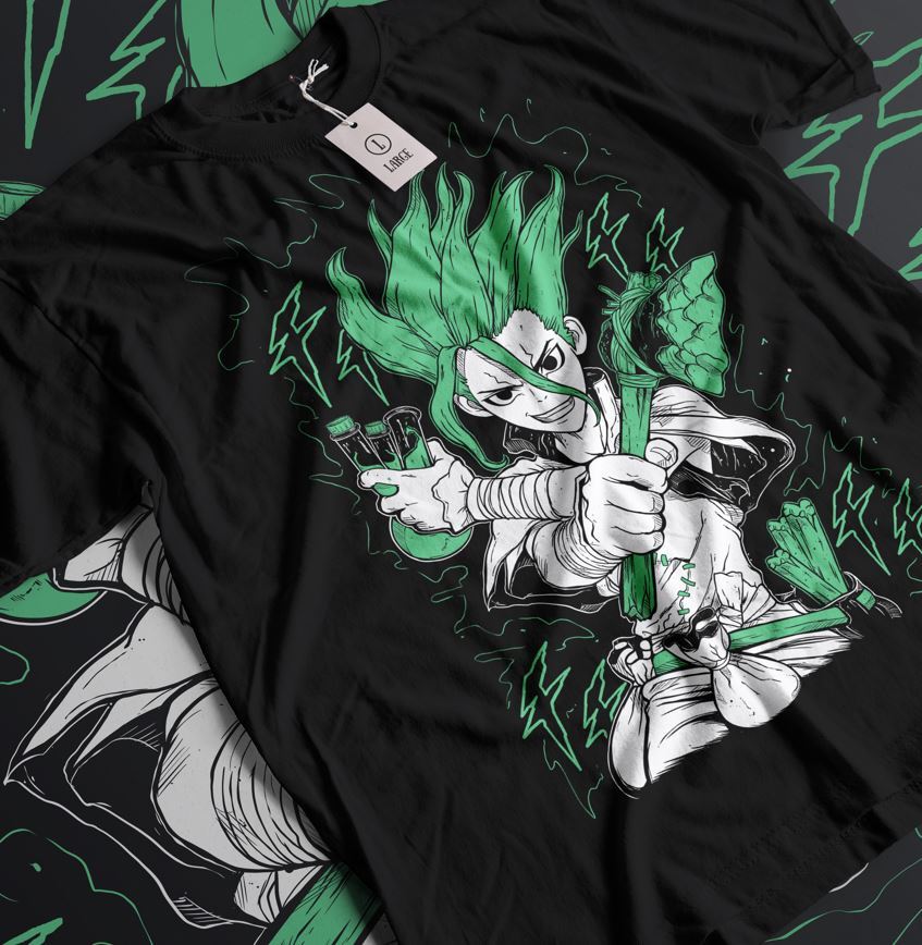 Dr. Stone Senku Ishigami T-shirt Anime Manga T-shirt Taiju Oki Ryusui Gift Shirt