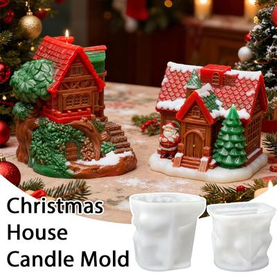 Moule en Silicone Bougie Arbre de Noël 3D Kit DIY Fabrication Bougie de Noël Savon Fait Main Plâtre Résine Outils de Cuisson Cadeaux de Fêtes