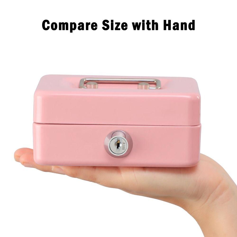 Mini Size Portable Key Safe with Key Handheld Safe Box Storage Box Metal Money Box  Kids Use