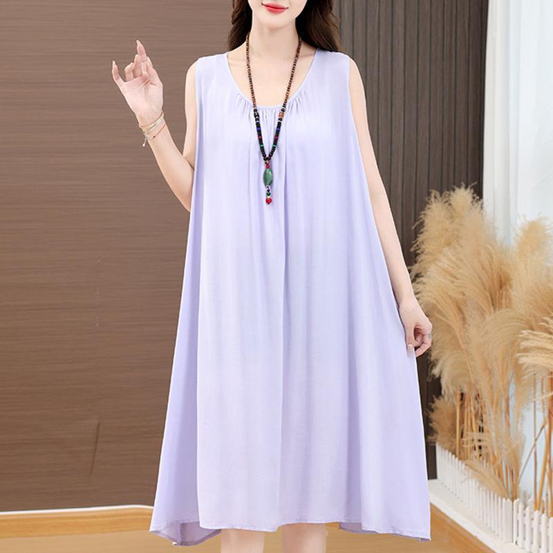Elegant Woman Summer Dress Casual Loose Plus Size Sleeveless Dresses Female Clothing