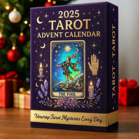 Tarot Advent Calendar 2025 24 Days Acrylic Countdown Calendar with Surprise Cards Christmas Tree Ornament for Holiday Decor