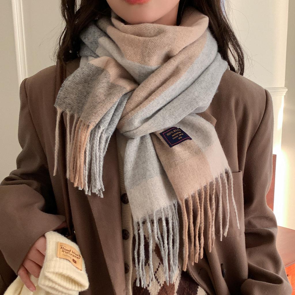 Stylish Design Classic British Imitation Cashmere Scarf Women Men Autumn Winter Plaid Warm Fringed Mufller Female Couple Scarf