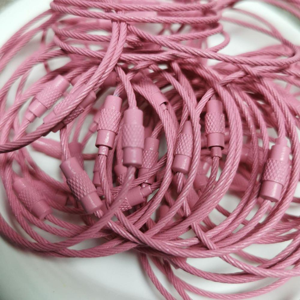 20PCS color paint wire rope 25 colors manufacturer wholesale key ring chain DIY tag cartoon key lanyard accessories