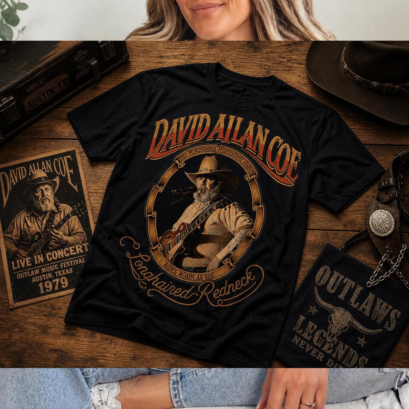 David Allan Coe Memorial Shirt Vintage Country Tee L