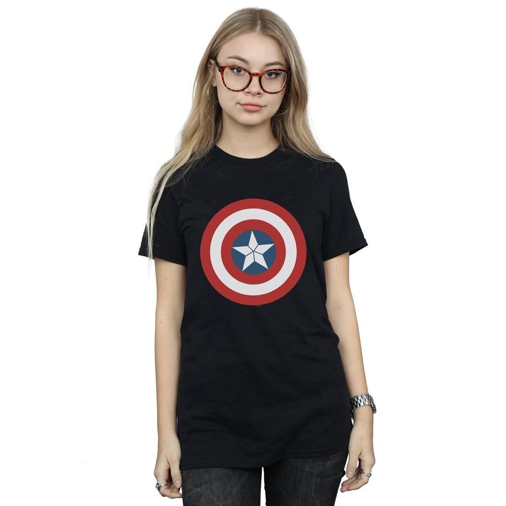 Marvel Womens/Ladies Captain America Civil War Shield Cotton Boyfriend T-Shirt
