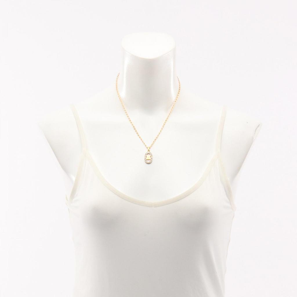 Used CELINE Triomphe Necklace Gold Plated Rhinestone Gold Clear Used