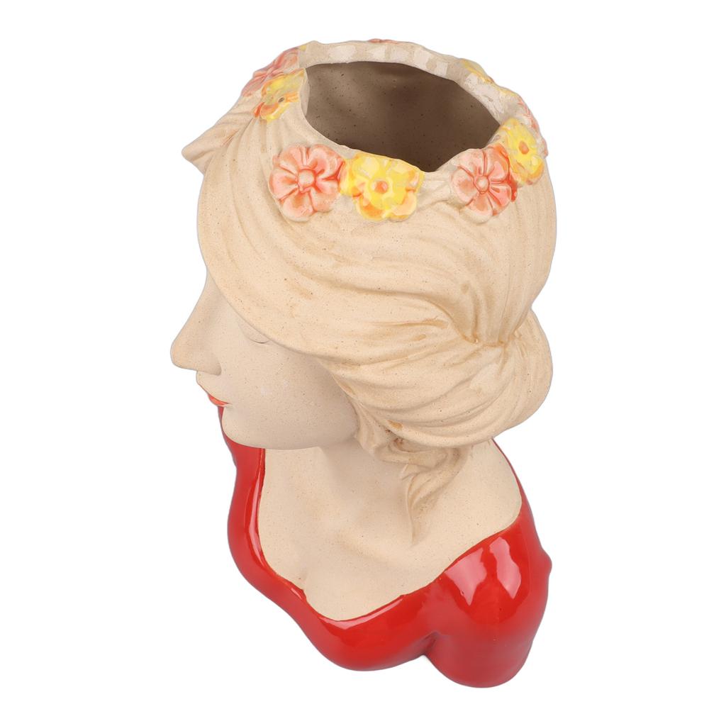 Modern Ceramic Face Vases Decorative Modern Shy Girl Flower Lady Head Vase for Unisex Plants Lover