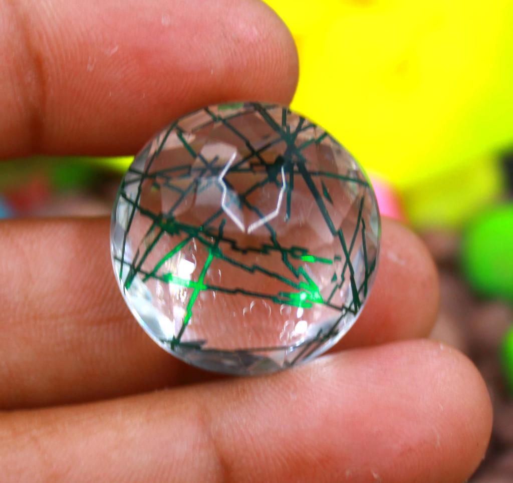 40-50 Carat Christmas Day Offer Round Shape Green Quartz Lab Created Brazil Certified Gemstone SN380