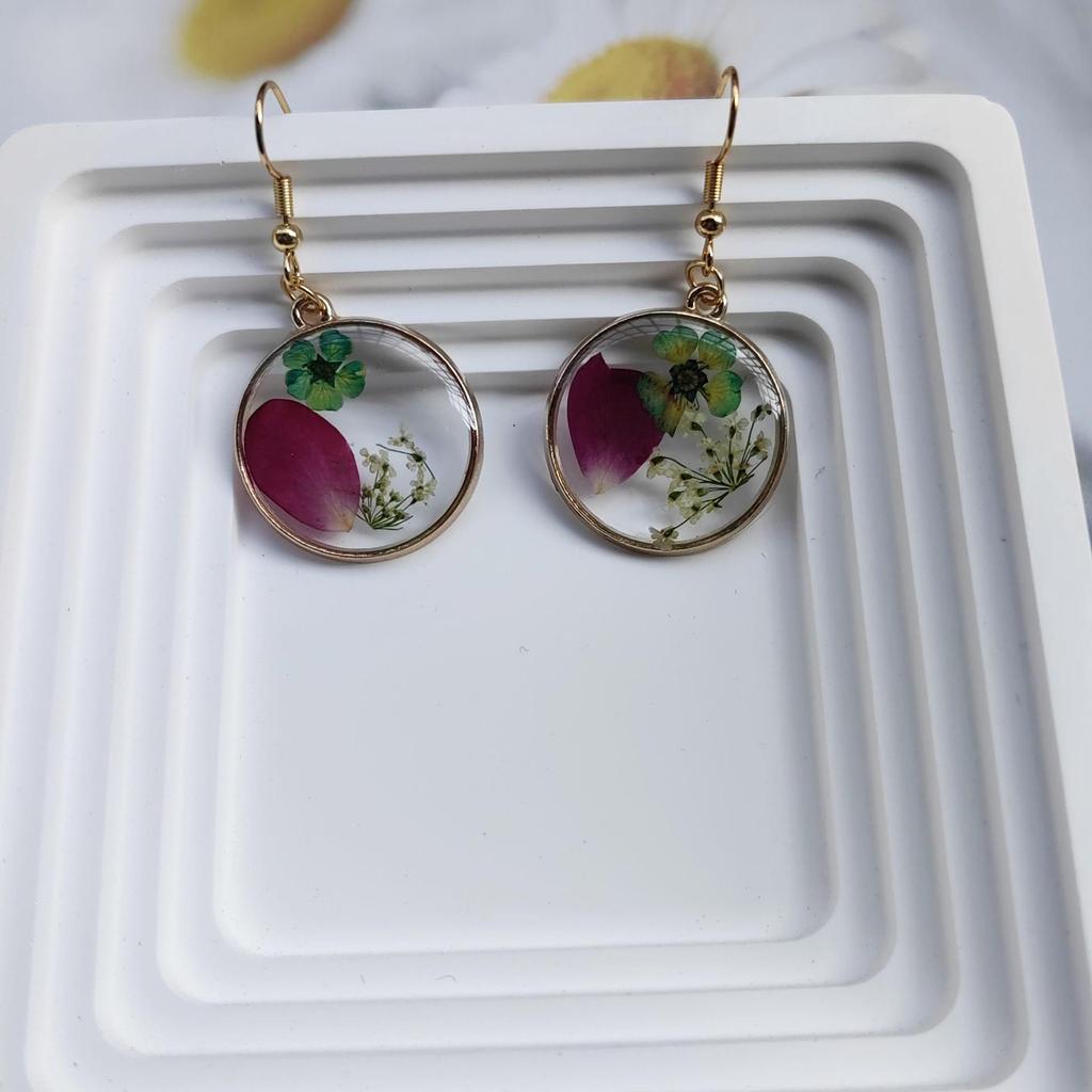 Handmade Dried Flower Dangle & Stud Earrings - Real Preserved Blooms