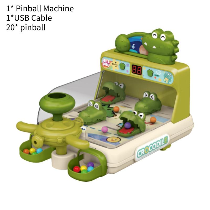 

Crocodile Machine Pinball Toy Interactive Table Game Lights Sounds Gift Kids зелений