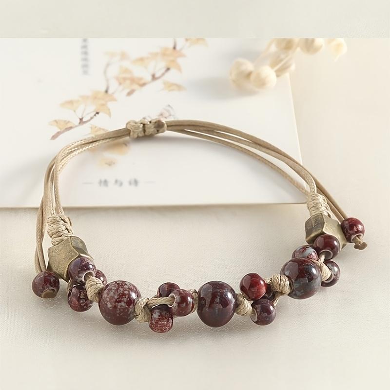 1pc Wind-Inspired Light Luxury High-End Minimalist Ceramic Grape Bead Bracelet, Suitable for Daily Wear, Holidays, and Gifting