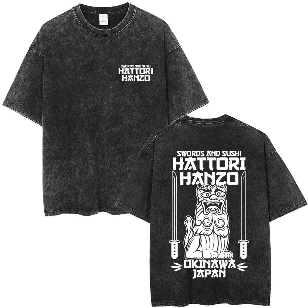 Hattori Hanzo ČERVENÉ Meče a Sushi Kill Bill Okinawa Japonsko Tarantino Vintage Prané Trička Pánské Dámské Ležérní Retro Streetwear