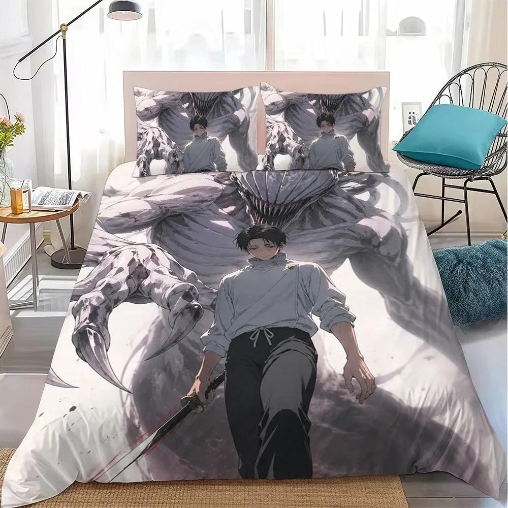 Anime J-Jujutsu K-Kaisen Bedding Set Soft Comforter Cover With 1/2pcs Pillow Shams For Kids Adults Microfiber Anime Quilt Cover