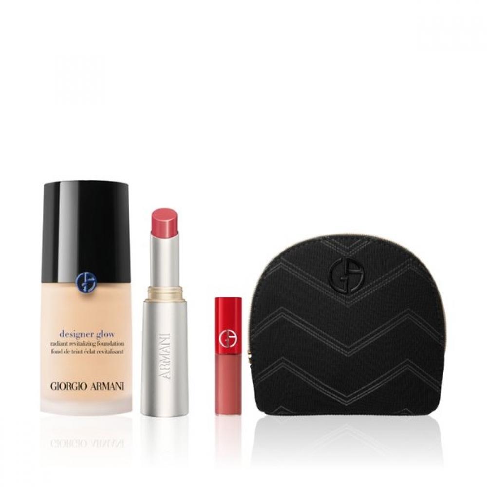 Armani Beauty Glow Foundation   Prisma Glow Lip Balm Set Limited Edition No. 1.5/(BEST) No. 32 Sugar