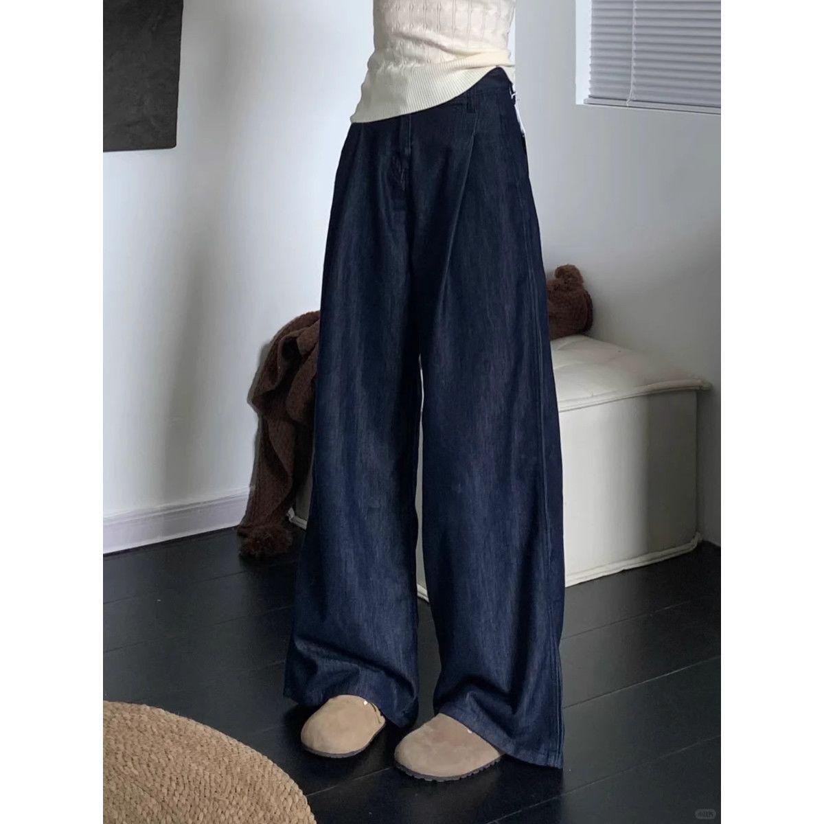 Women s Petite High-Waisted Tencel Denim Wide-Leg Jeans - Slimming Summer Style S (85-95 jin)
