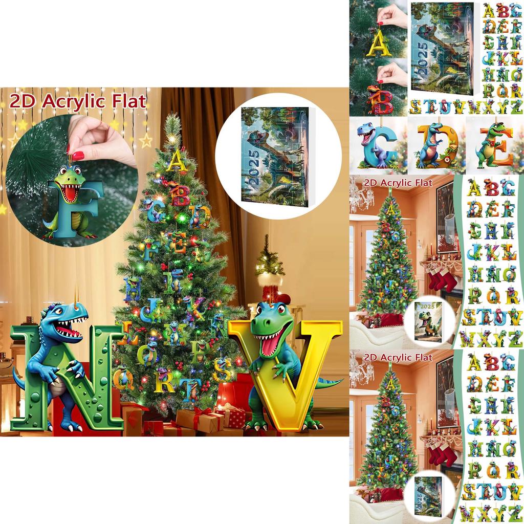 Christmas Dinosaur Letter Ornaments With Countdown Calendar For Holiday Decor And Gift Giving