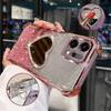 Glitter Heart Mirror Holder Stand Phone Case For OPPO Reno 15 15C 15F Pro Max 14F 13F 12F 11F Shockproof Soft Silicon Back Cover