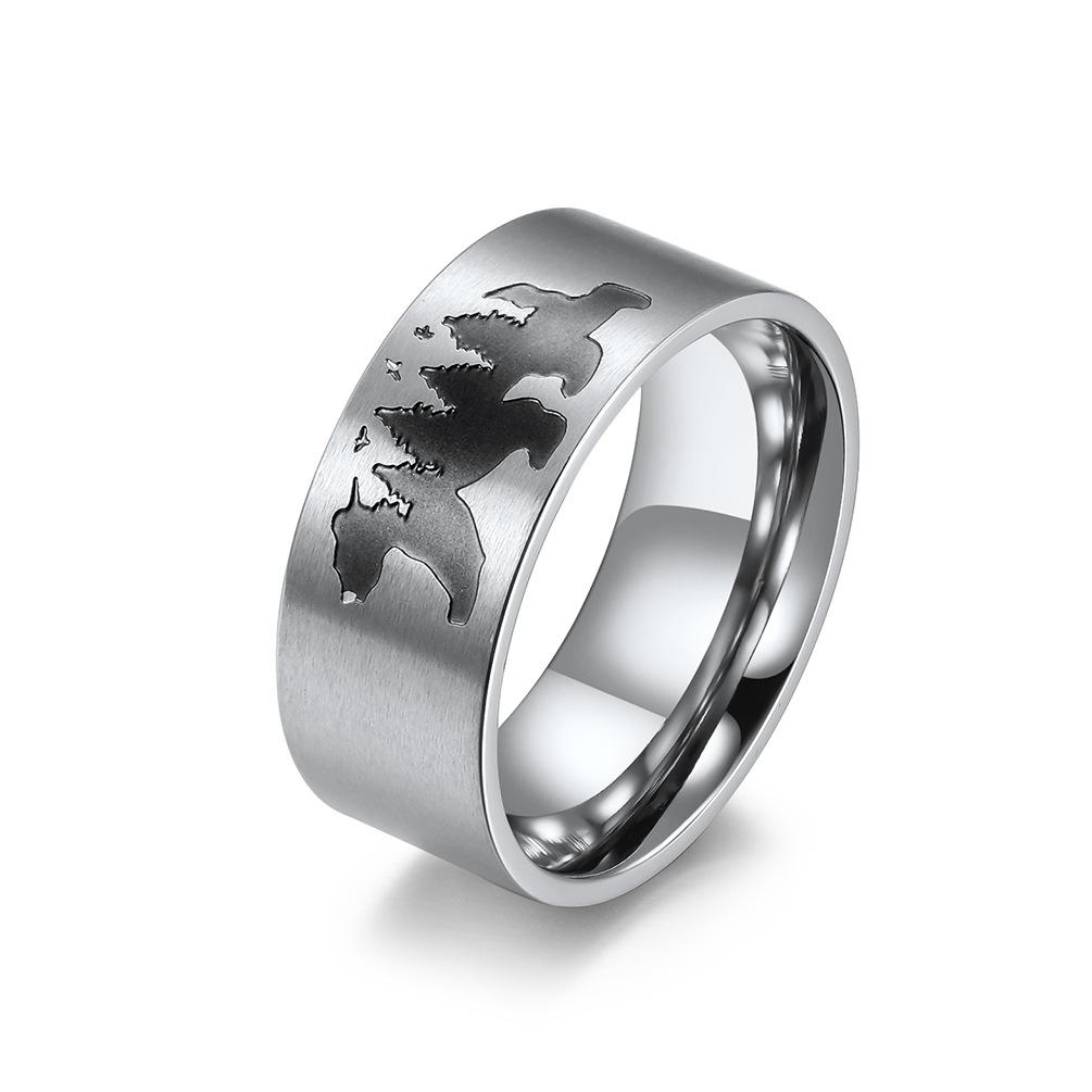 Polar Bear Flying Bird Forest Stainless Steel Ring Calls for Protecting Animal Environment Titanium Steel Ring