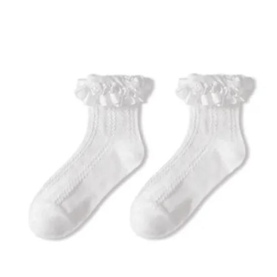 Sweet Lolita Lace Bow Middle Tube Socks Girls Black White JK Korean JK Soft Cotton Breathable Sock Casual Kawaii Female