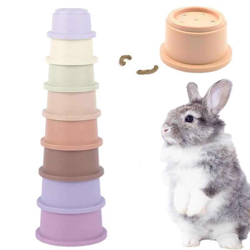 Bunny Stacking Cups 8Pcs  Stacking Cups Toy Multi Colored Reusable Snack Cups Playing Bunny Accessories for Bunny Hamster CN