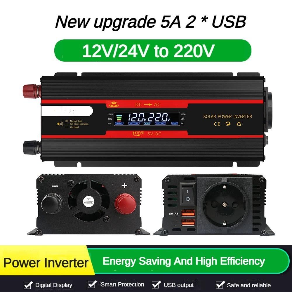 1000W/3000W/4000W/6000W Solar Sine Wave Power Converter Household Digital Display Voltage Transformer Intelligent Portable Car Inverter