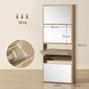 Schmaler Schuhschrank mit Spiegel und 4 Klapptüren für 12 Paar Schuhe 63x17x146 cm Natur