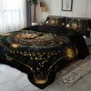 3Pcs Bedding Set - Elegant & Golden Sun/Moon/Planets Print Duvet Cover With 2 Pillowcases, All-Season For Queen/King Size Beds