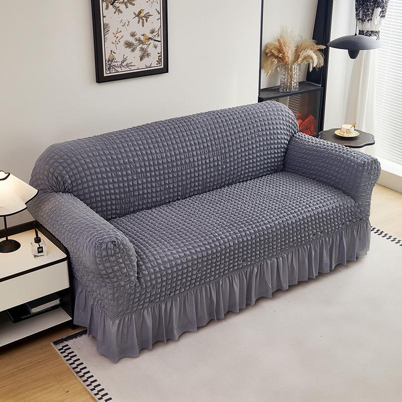 Universal Elastic Sofa Cover: Solid Color, Cross-Border Gauze Skirt, All-Season, Thickened Protection